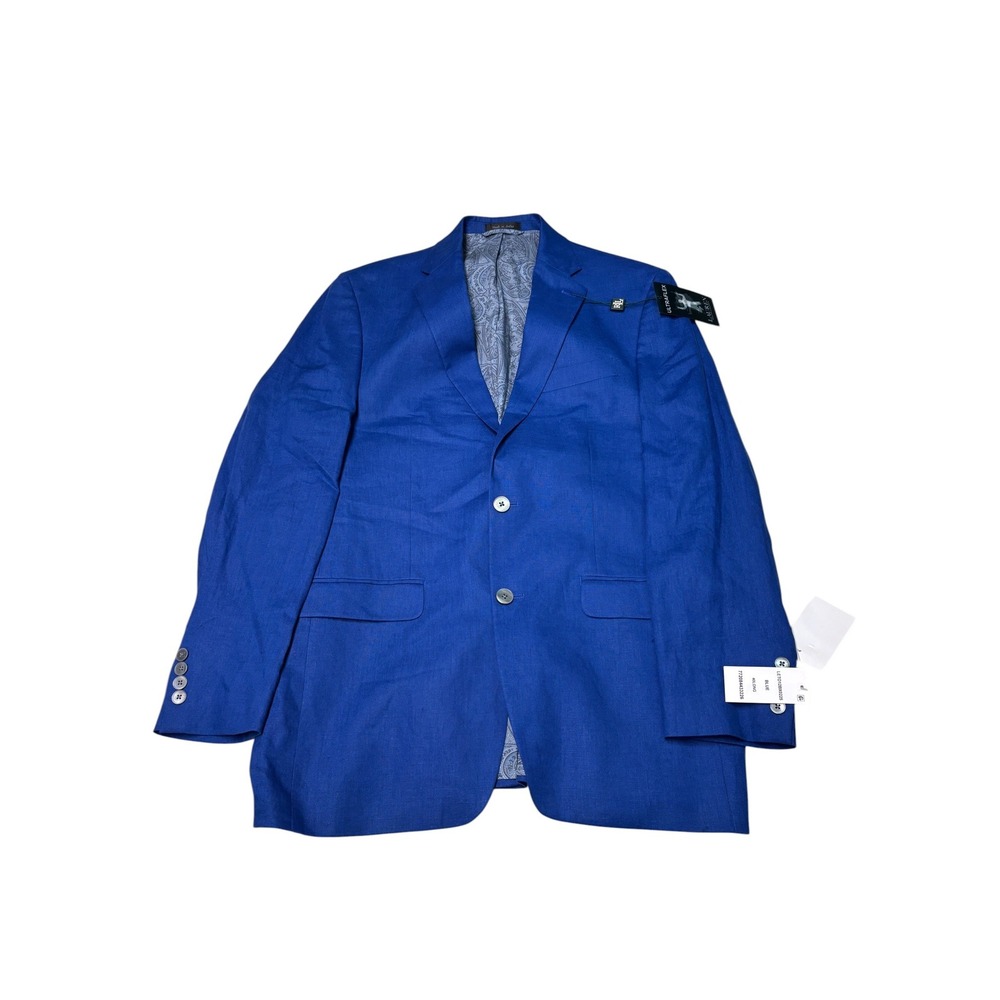 NWT Lauren Ralph Lauren Mens 40L Ultraflex 100% Linen Blazer Blue Sport Coat